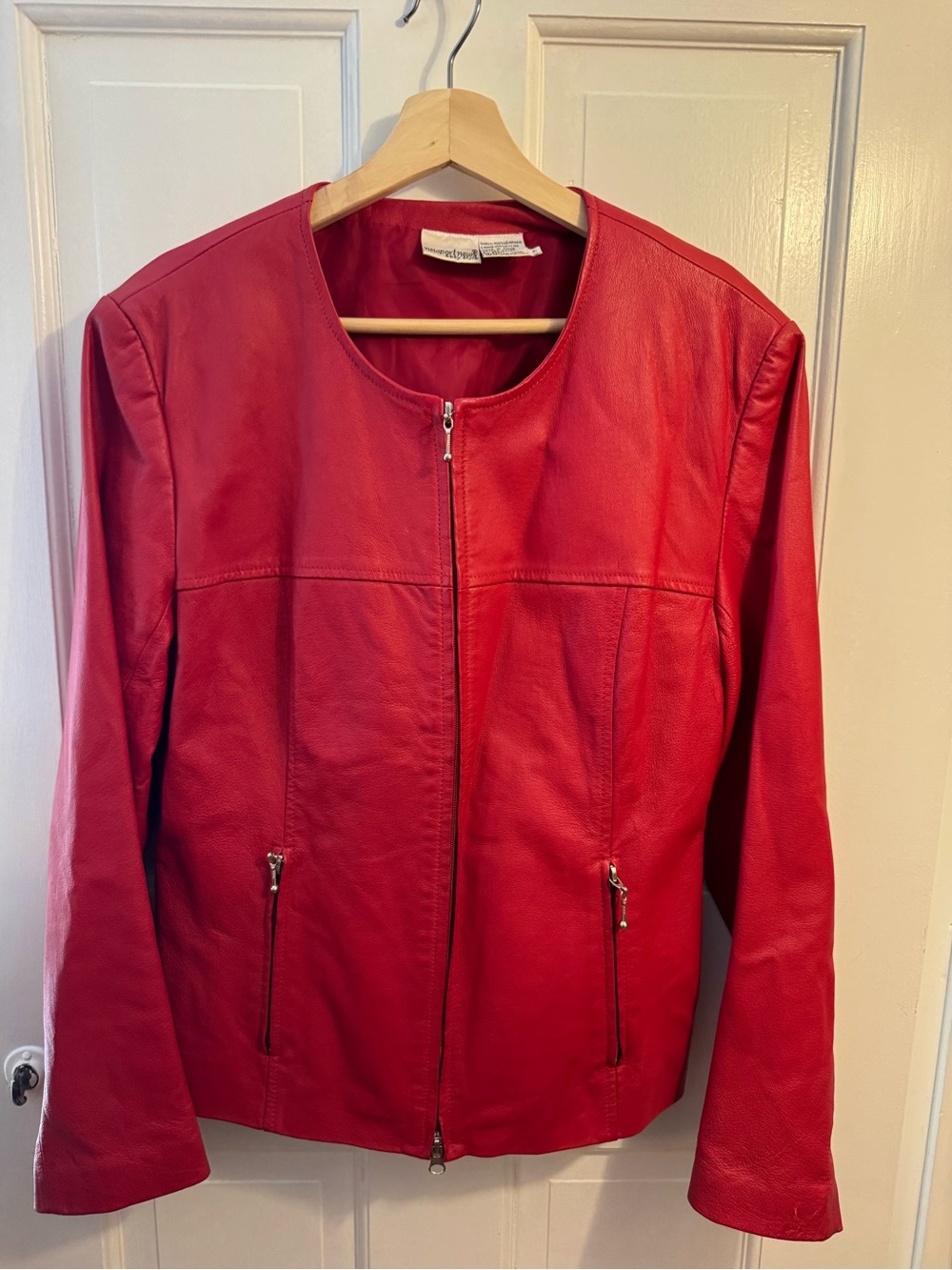 Newport News Red Leather Zip Jacket